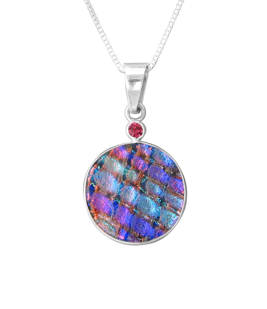 Sterling Silver Dichroic Glass Handmade Hook Pendant (No Chain)