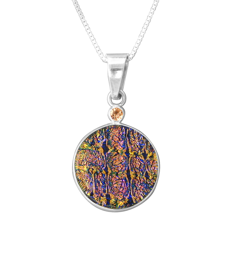 Sterling Silver Dichroic Glass Handmade Hook Pendant (No Chain)