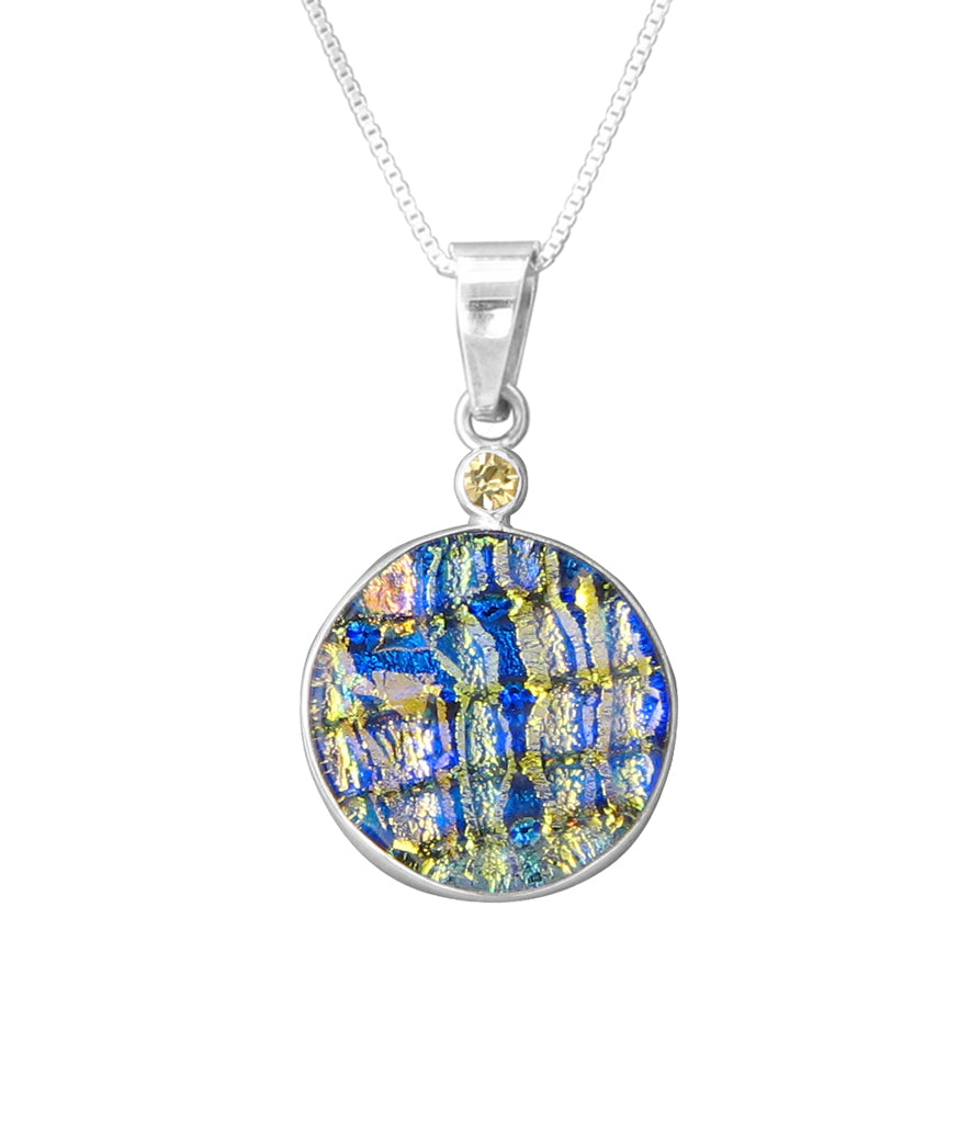 Sterling Silver Dichroic Glass Handmade Hook Pendant (No Chain)