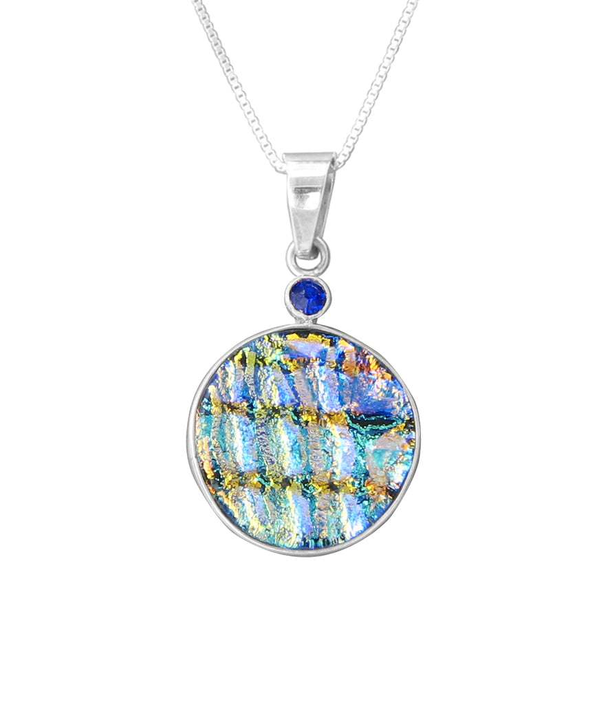 Sterling Silver Dichroic Glass Handmade Hook Pendant (No Chain)