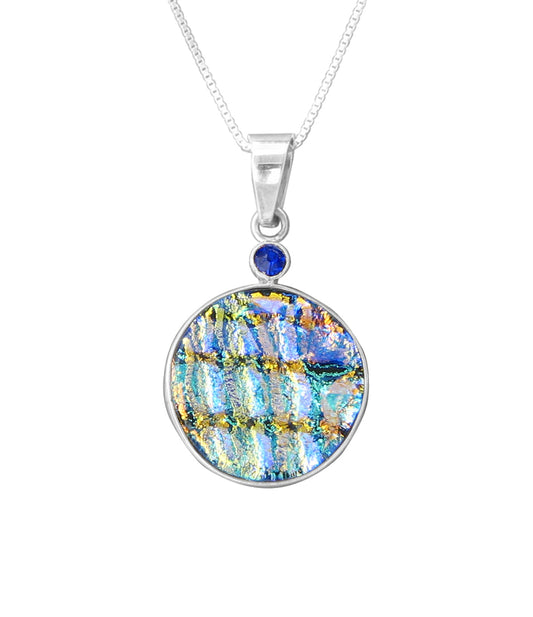 Sterling Silver Dichroic Glass Handmade Hook Pendant (No Chain)