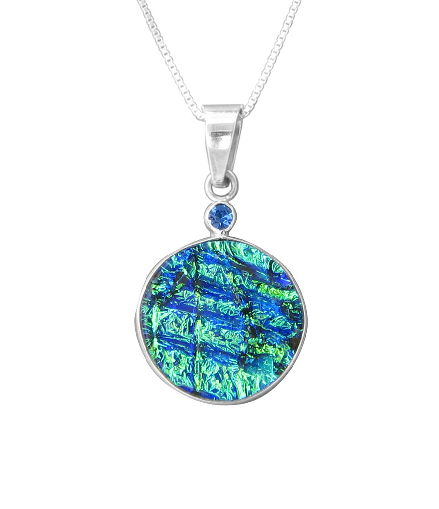Sterling Silver Dichroic Glass Handmade Hook Pendant (No Chain)