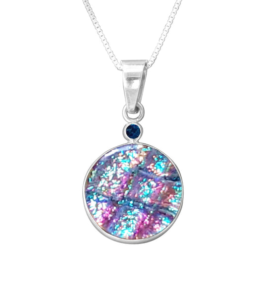 Sterling Silver Dichroic Glass Handmade Hook Pendant (No Chain)