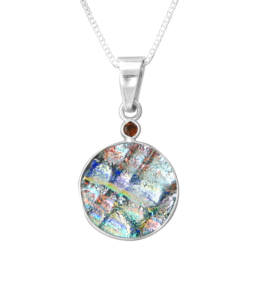 Sterling Silver Dichroic Glass Handmade Hook Pendant (No Chain)