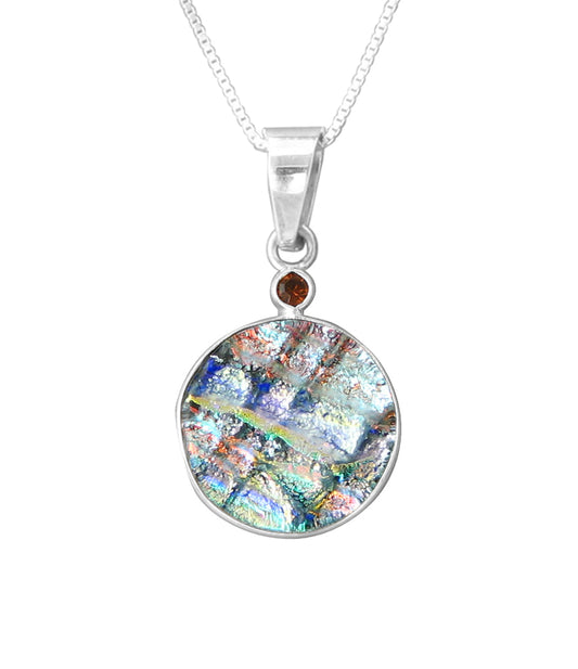 Sterling Silver Dichroic Glass Handmade Hook Pendant (No Chain)