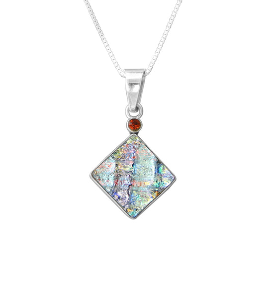 Sterling Silver Dichroic Glass Handmade Hook Pendant (No Chain)