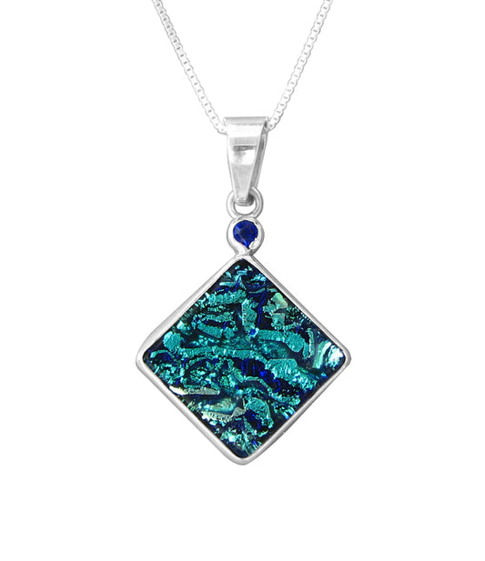 Sterling Silver Dichroic Glass Handmade Hook Pendant (No Chain)