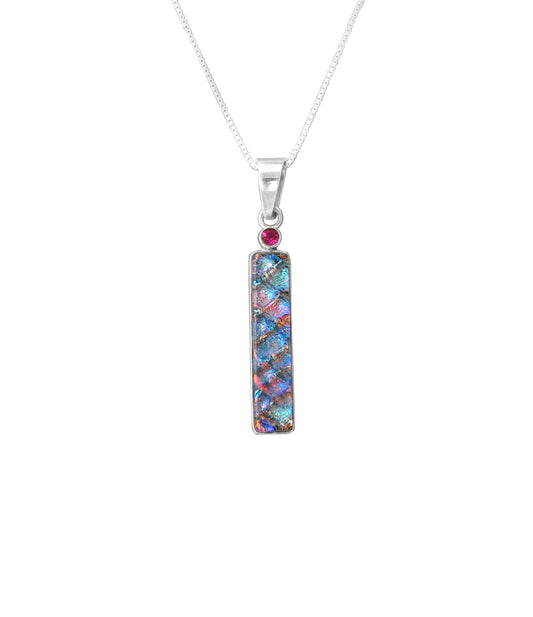 Sterling Silver Dichroic Glass Handmade Hook Pendant (No Chain)