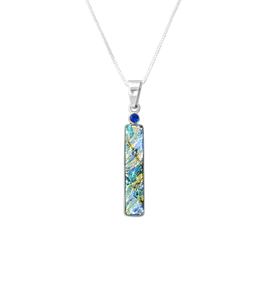 Sterling Silver Dichroic Glass Handmade Hook Pendant (No Chain)