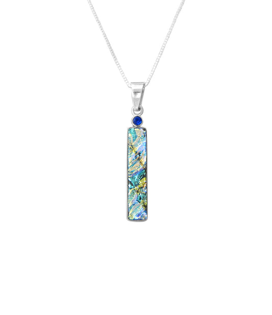 Sterling Silver Dichroic Glass Handmade Hook Pendant (No Chain)