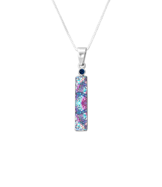 Sterling Silver Dichroic Glass Handmade Hook Pendant (No Chain)