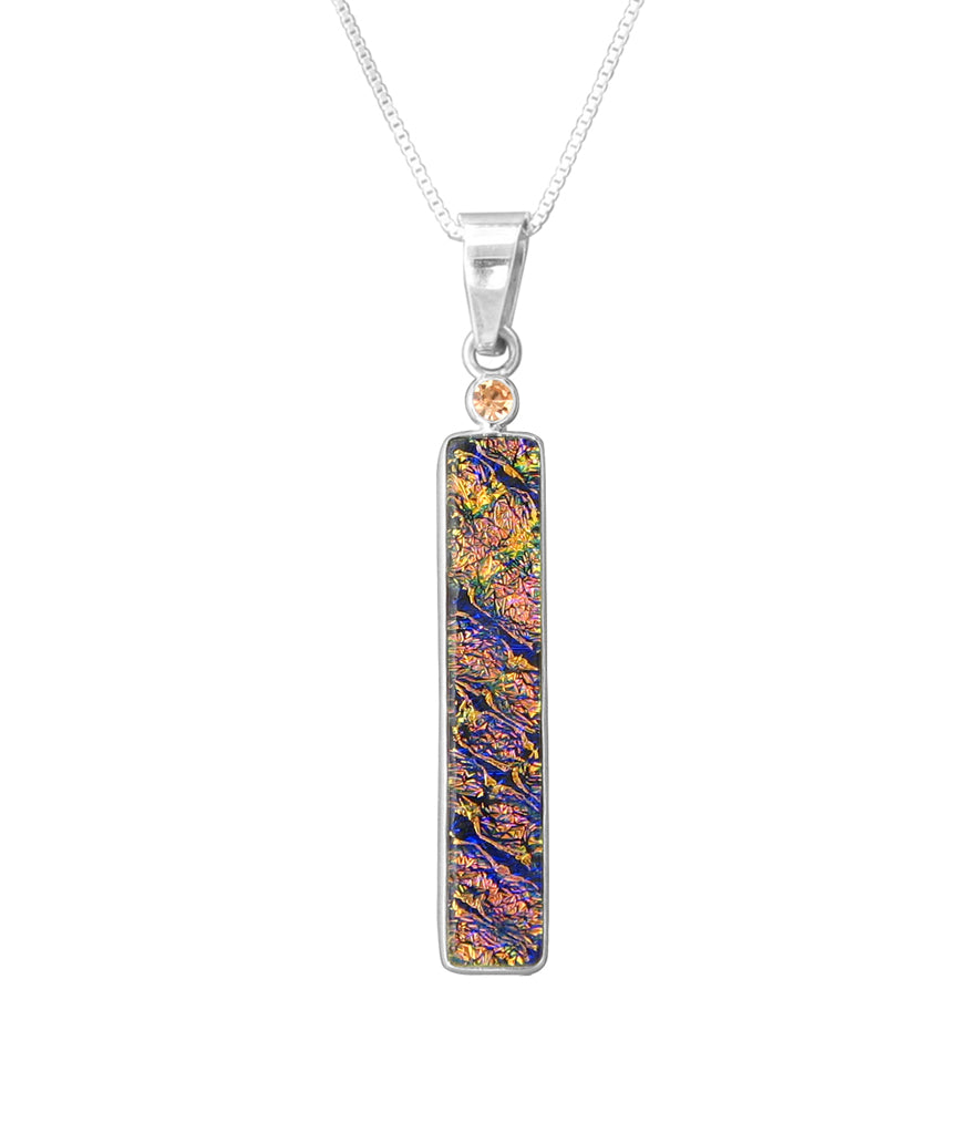 Sterling Silver Dichroic Glass Handmade Hook Pendant (No Chain)