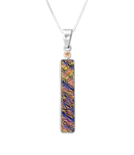 Sterling Silver Dichroic Glass Handmade Hook Pendant (No Chain)