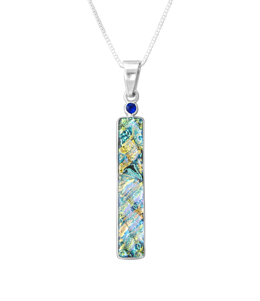 Sterling Silver Dichroic Glass Handmade Hook Pendant (No Chain)