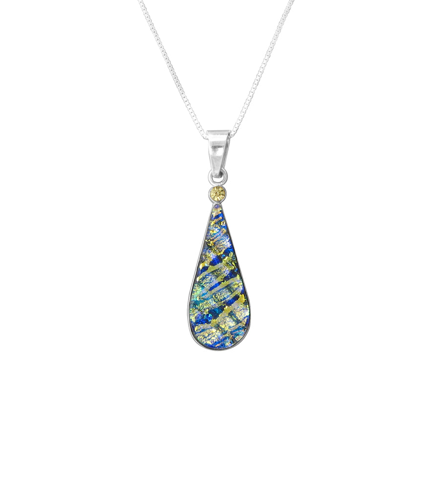 Sterling Silver Dichroic Glass Handmade Hook Pendant (No Chain)