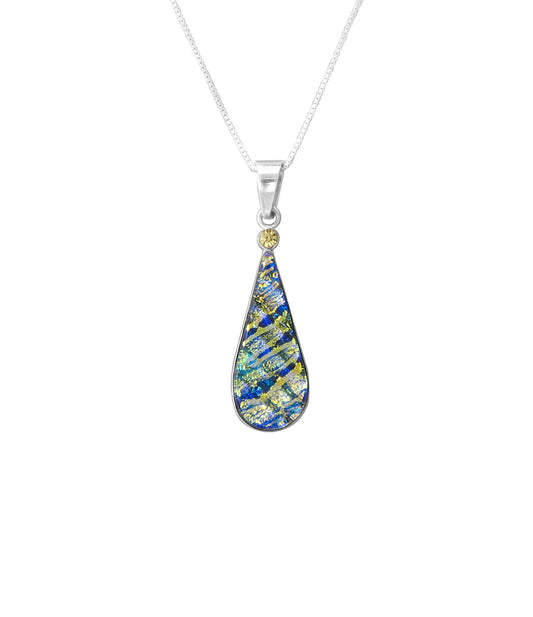 Sterling Silver Dichroic Glass Handmade Hook Pendant (No Chain)
