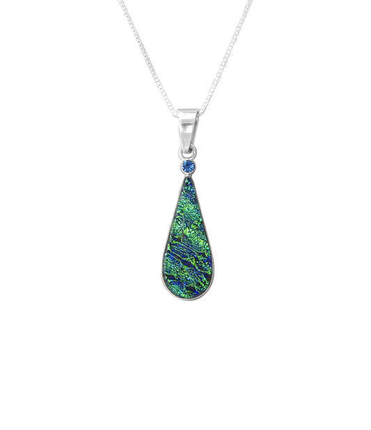 Sterling Silver Dichroic Glass Handmade Hook Pendant (No Chain)