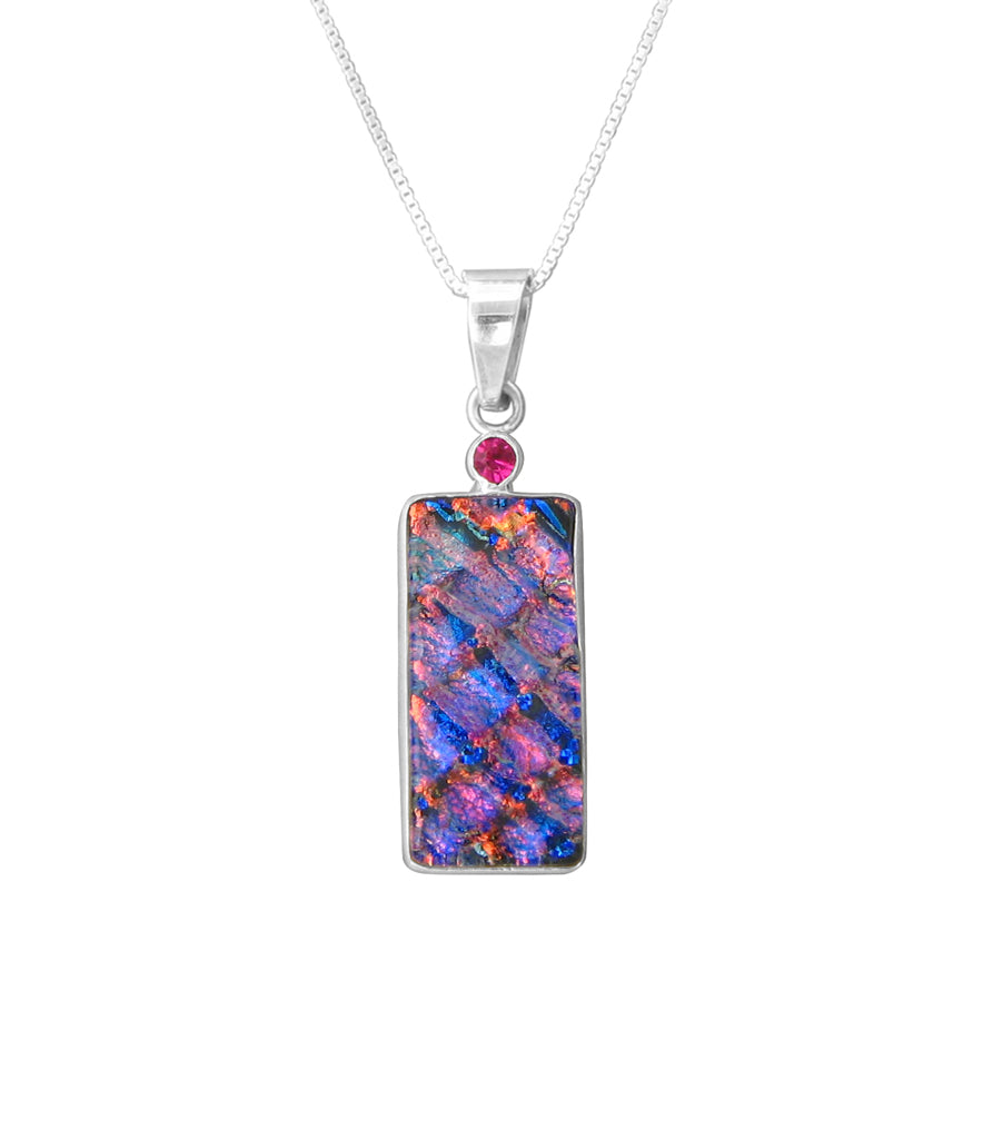 Sterling Silver Dichroic Glass Handmade Hook Pendant (No Chain)