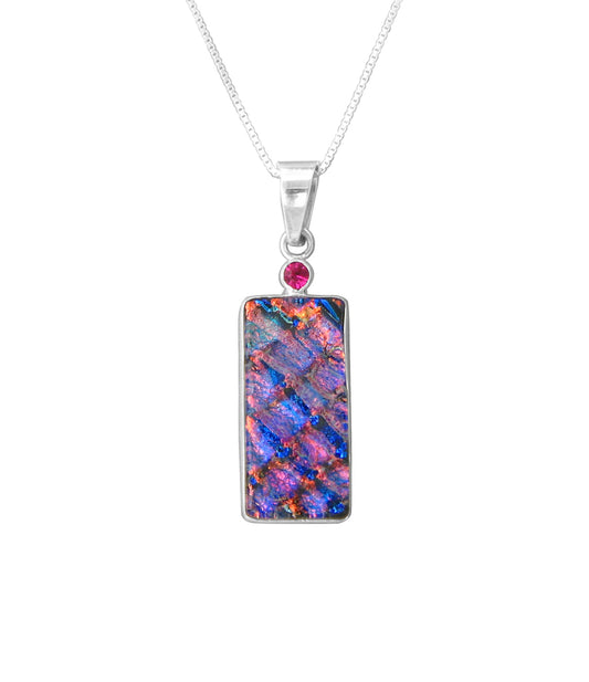 Sterling Silver Dichroic Glass Handmade Hook Pendant (No Chain)