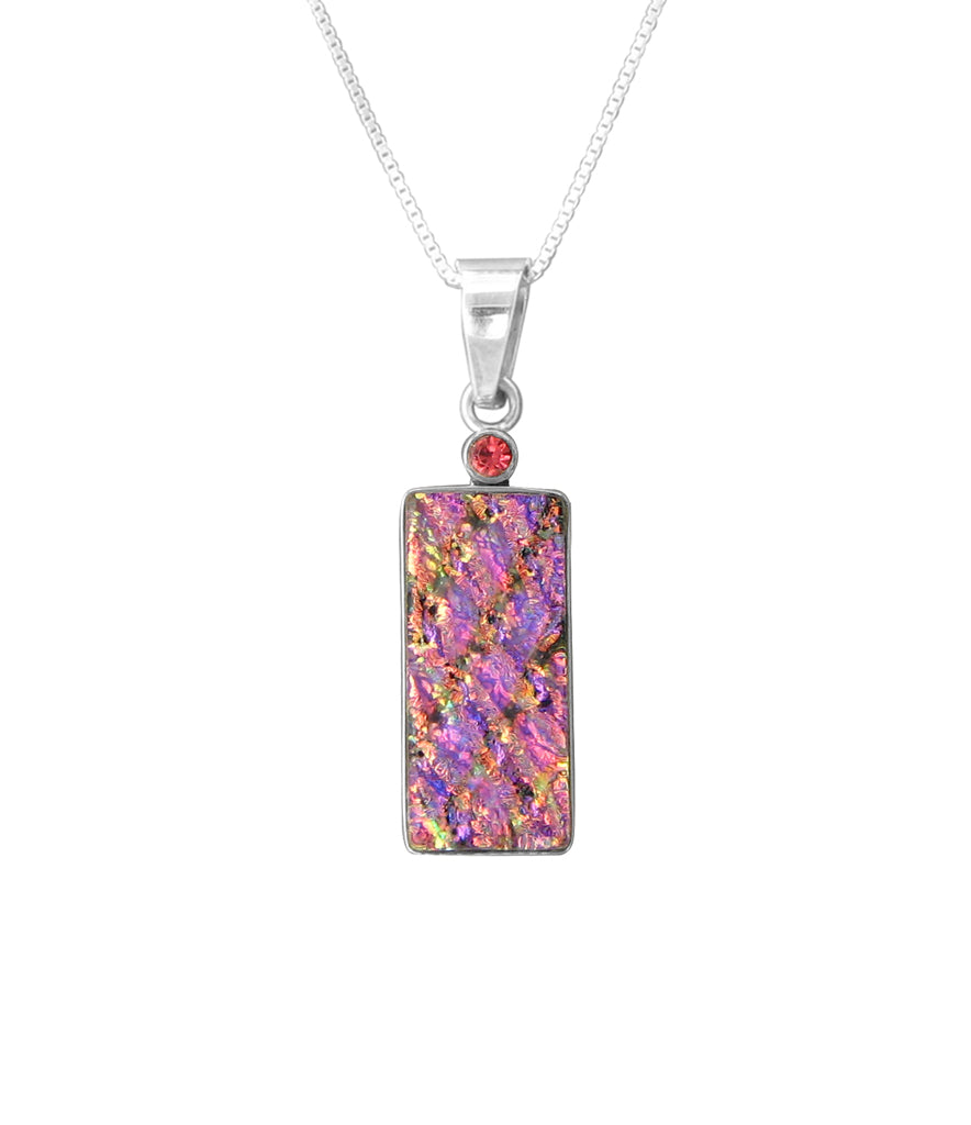Sterling Silver Dichroic Glass Handmade Hook Pendant (No Chain)