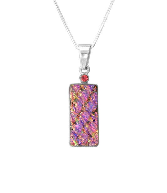 Sterling Silver Dichroic Glass Handmade Hook Pendant (No Chain)