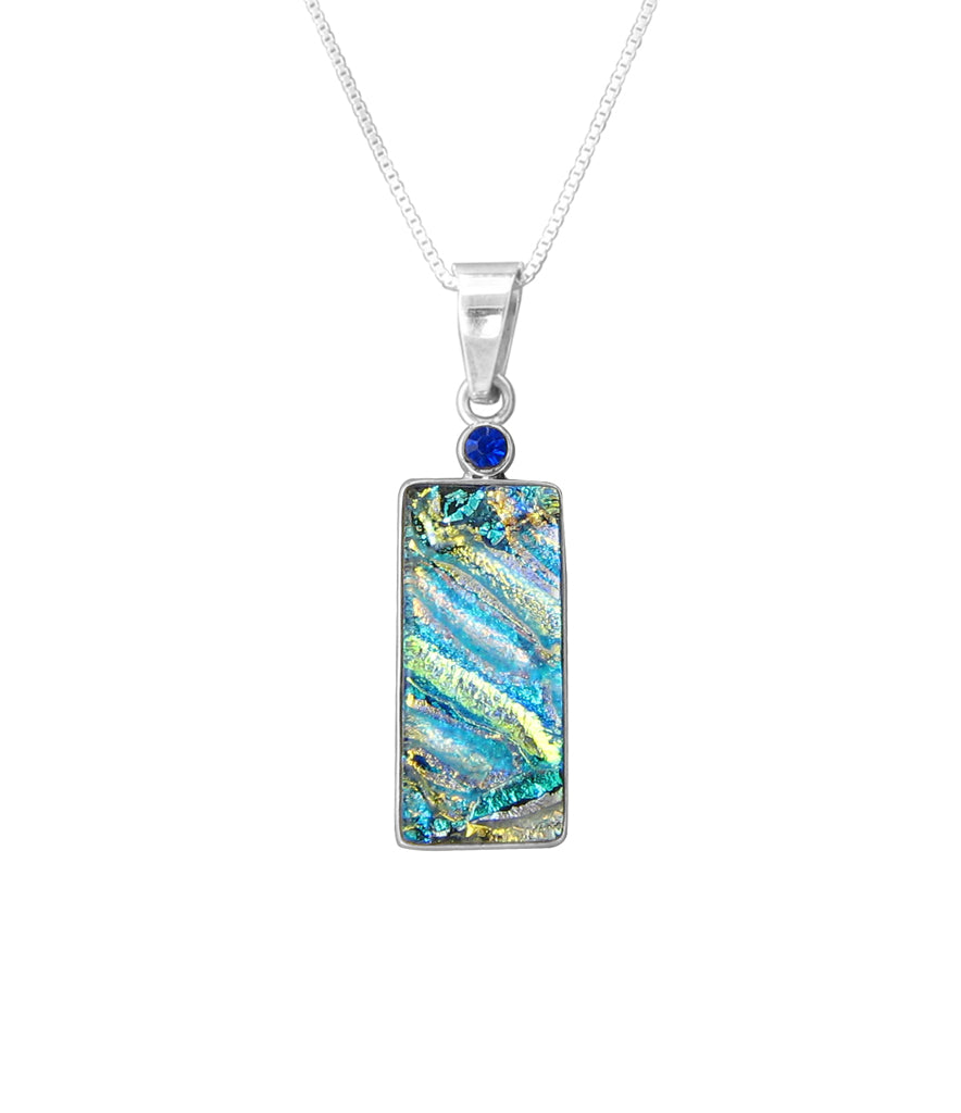 Sterling Silver Dichroic Glass Handmade Hook Pendant (No Chain)