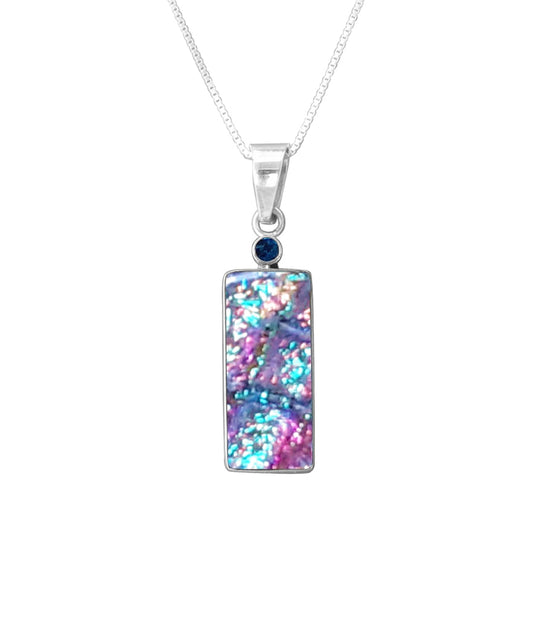 Sterling Silver Dichroic Glass Handmade Hook Pendant (No Chain)