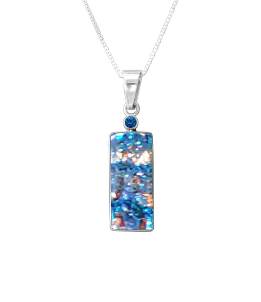 Sterling Silver Dichroic Glass Handmade Hook Pendant (No Chain)