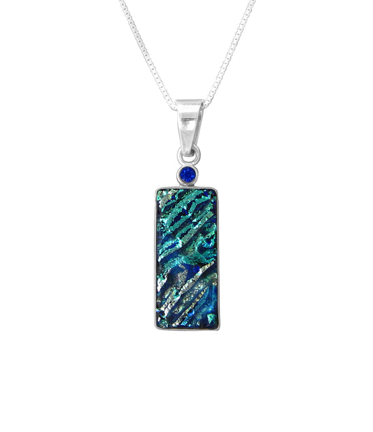 Sterling Silver Dichroic Glass Handmade Hook Pendant (No Chain)