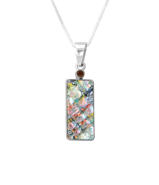Sterling Silver Dichroic Glass Handmade Hook Pendant (No Chain)