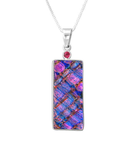 Sterling Silver Dichroic Glass Handmade Hook Pendant (No Chain)