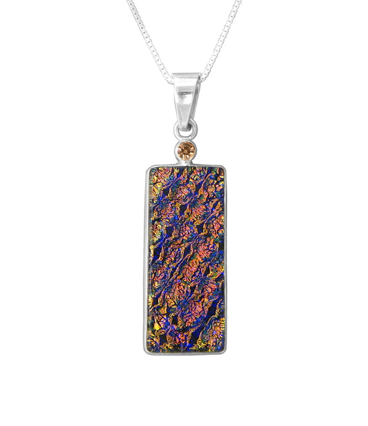 Sterling Silver Dichroic Glass Handmade Hook Pendant (No Chain)