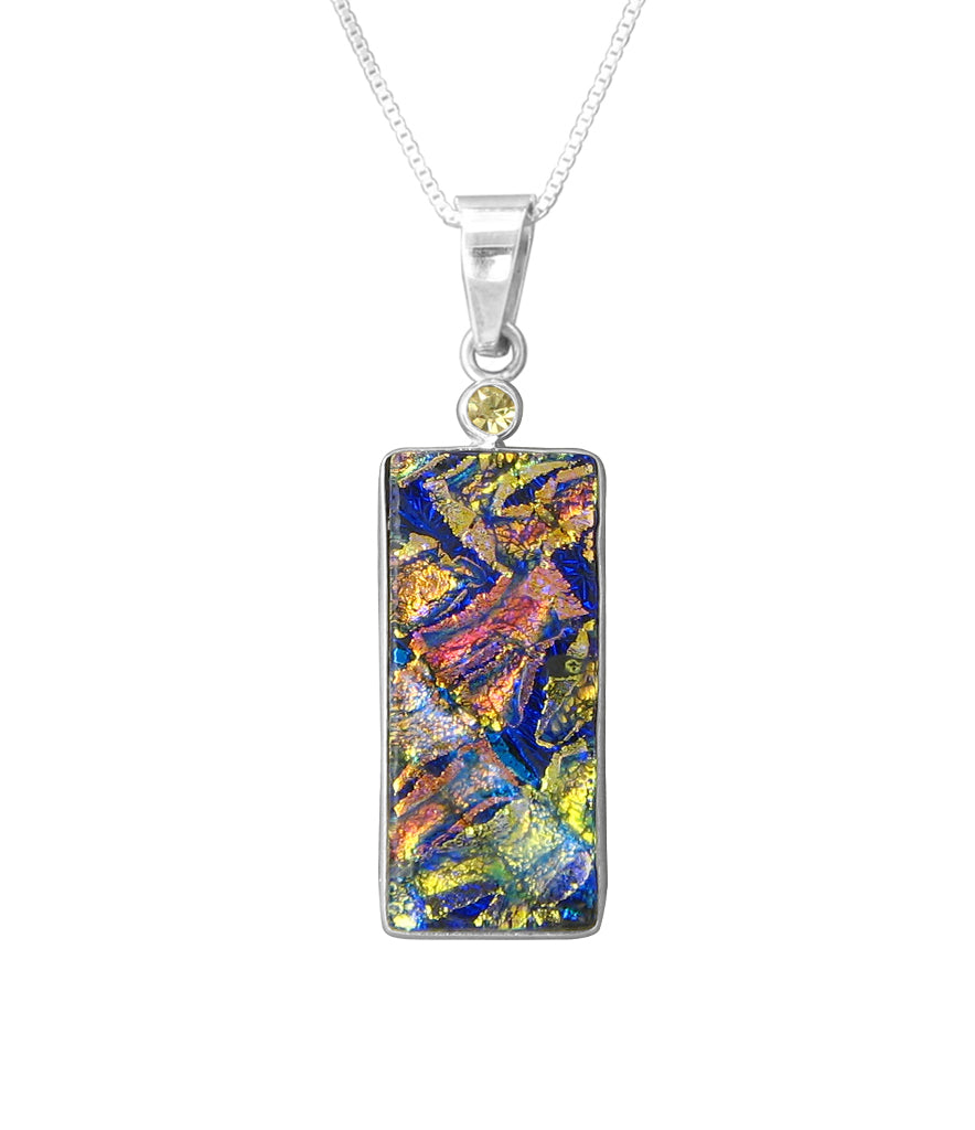 Sterling Silver Dichroic Glass Handmade Hook Pendant (No Chain)