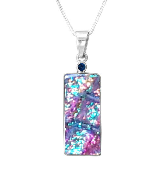 Sterling Silver Dichroic Glass Handmade Hook Pendant (No Chain)