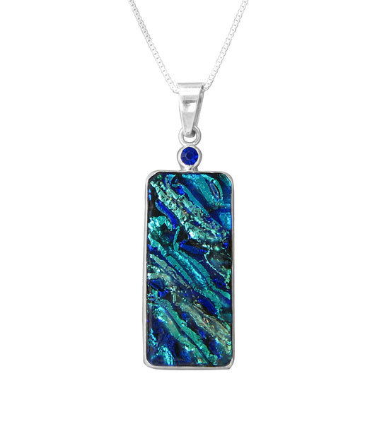 Sterling Silver Dichroic Glass Handmade Hook Pendant (No Chain)