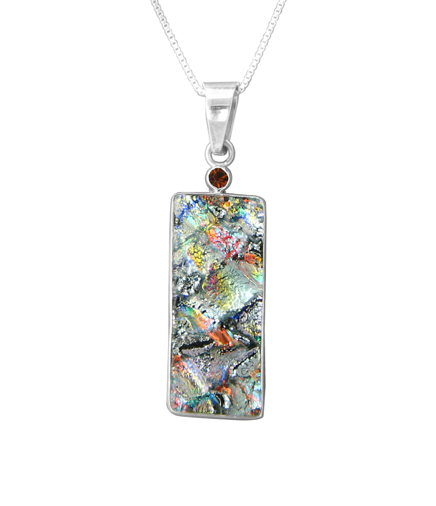 Sterling Silver Dichroic Glass Handmade Hook Pendant (No Chain)