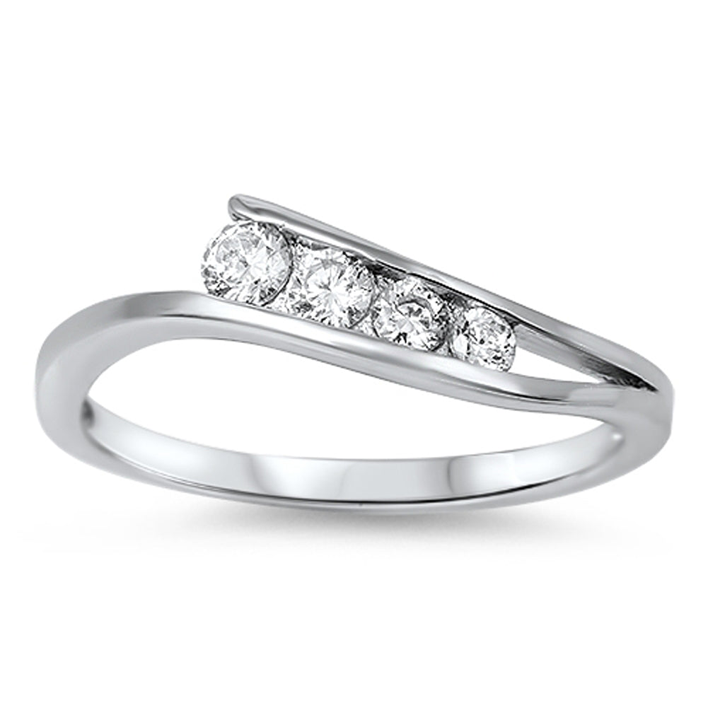 Women's Journey White CZ Promise Ring New .925 Sterling Silver Band Sizes 5-10