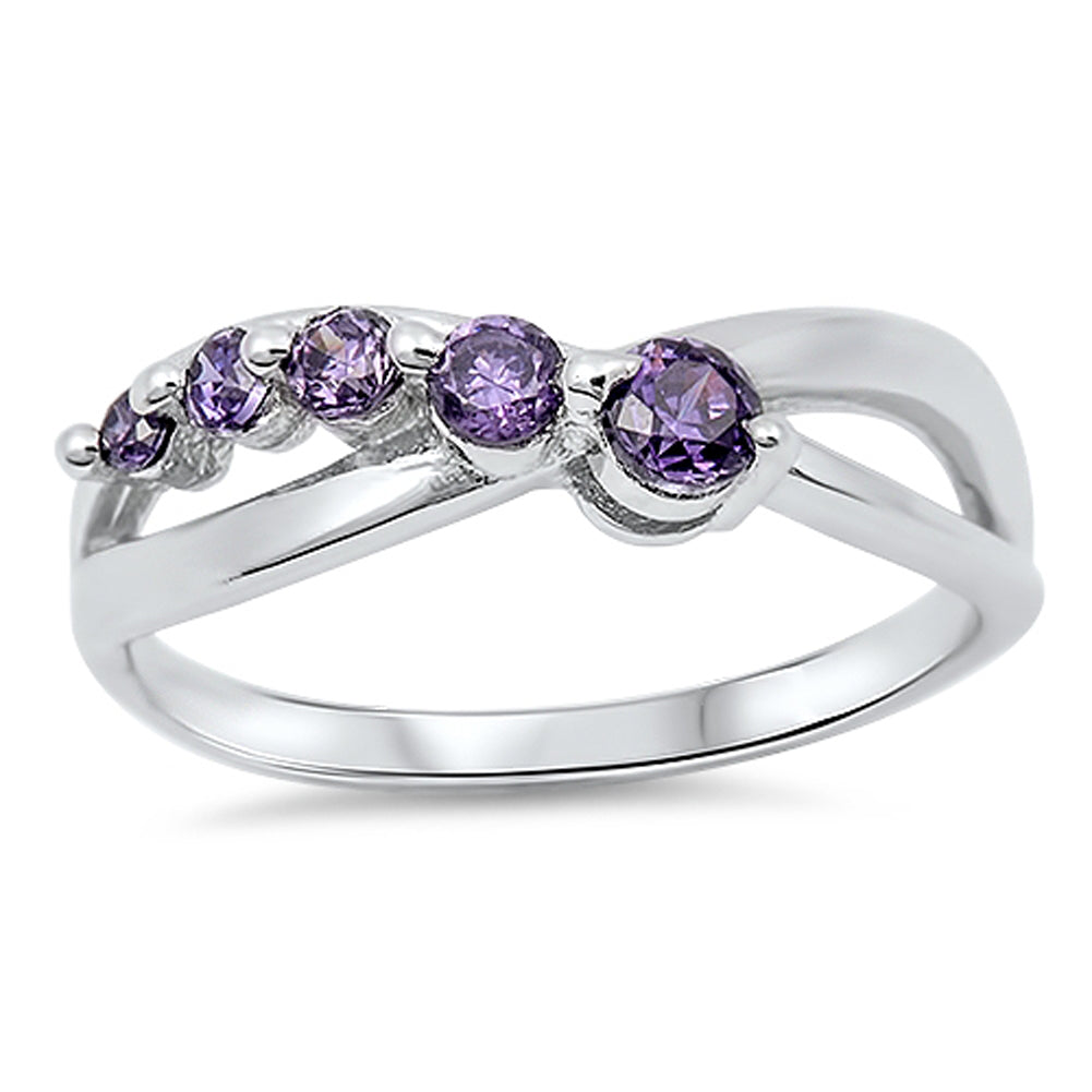 Infinity Forever Amethyst CZ Promise Ring .925 Sterling Silver Band Sizes 5-10