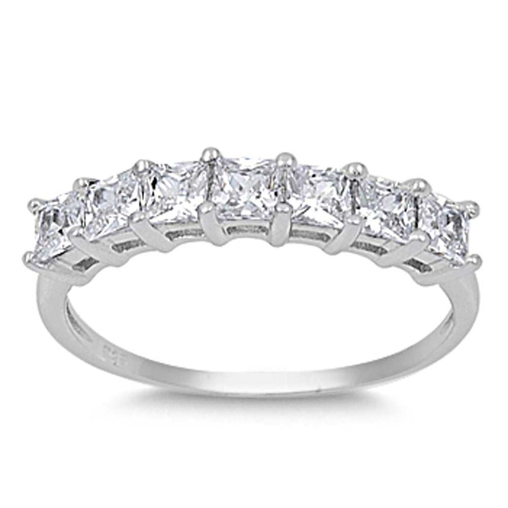 Square Princess Cut Clear CZ Beautiful Ring .925 Sterling Silver Band Sizes 4-10