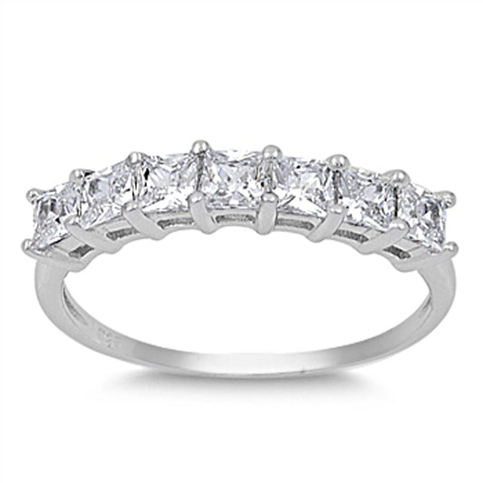 Square Princess Cut Clear CZ Beautiful Ring .925 Sterling Silver Band Sizes 4-10