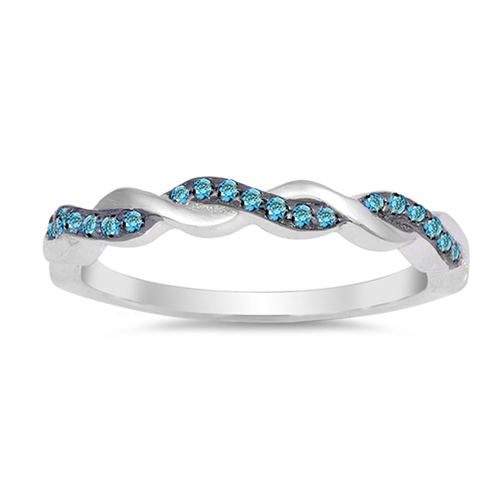 Blue Topaz CZ Infinity Knot Wedding Ring New 925 Sterling Silver Band Sizes 4-12