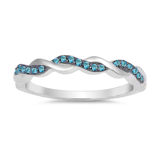 Blue Topaz CZ Infinity Knot Wedding Ring New 925 Sterling Silver Band Sizes 4-12