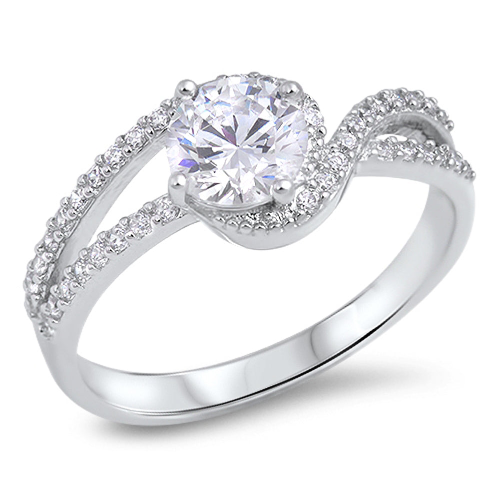 Solitaire Clear CZ Promise Ring New .925 Sterling Silver Knot Band Sizes 5-10