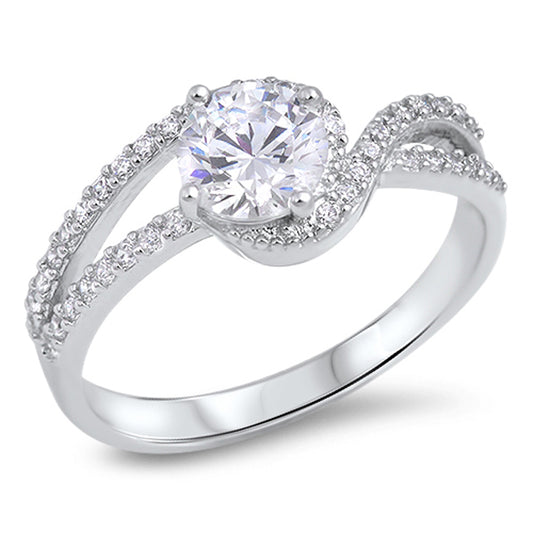 Solitaire Clear CZ Promise Ring New .925 Sterling Silver Knot Band Sizes 5-10