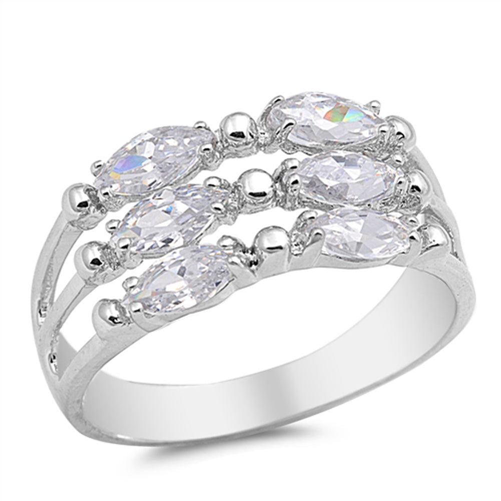 White CZ Polished Wedding Ring New .925 Sterling Silver Band Sizes 5-9