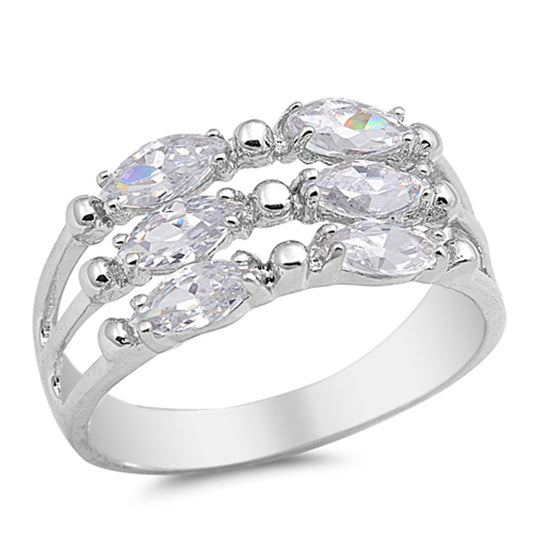 White CZ Polished Wedding Ring New .925 Sterling Silver Band Sizes 5-9