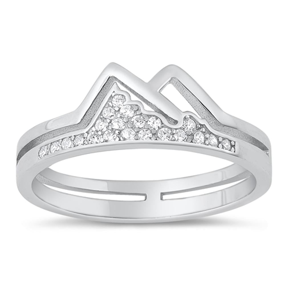 Sterling Silver White CZ Mountain Ring