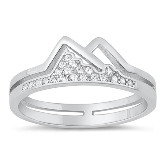 Sterling Silver White CZ Mountain Ring