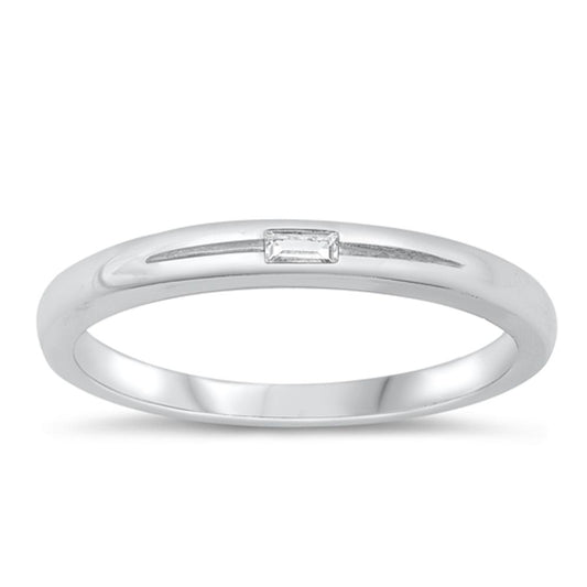 Sterling Silver White CZ Wedding Ring