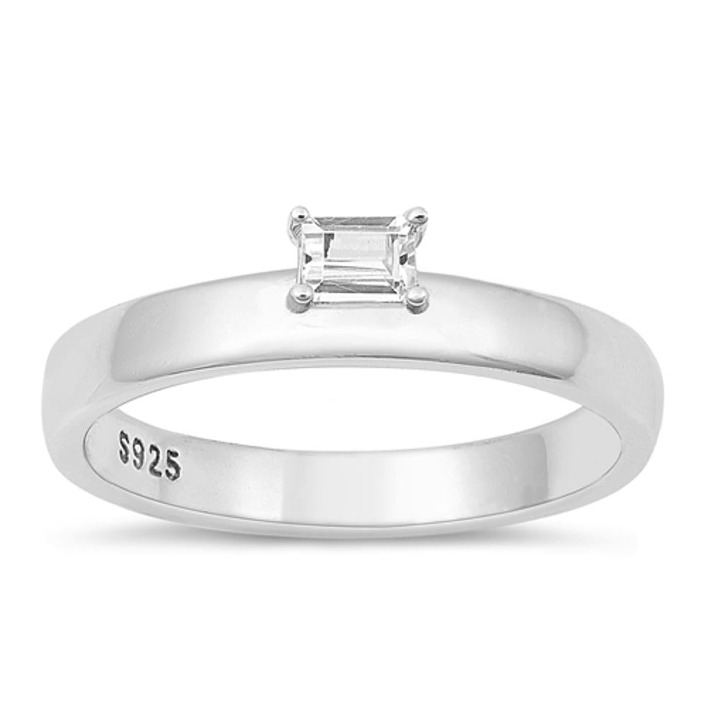 Sterling Silver White CZ Solitaire Ring